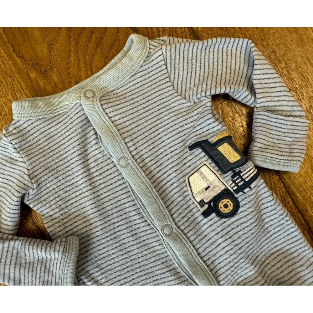Carters Preemie Baby Boy Sleeper Outfit Romper Blue Dump‎ Truck Reborn Doll